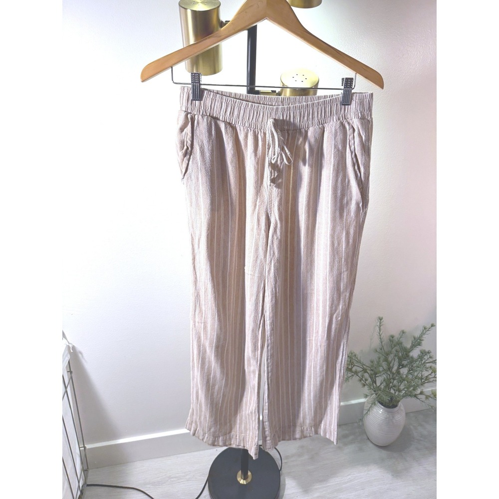 Briggs coastal linen tan easy wear elastic pull on pockets luxe neutral linen md